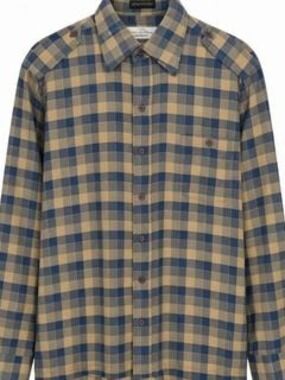 Countess Mara Blue Beige Plaid Button Down Shirt XL Long Sleeve